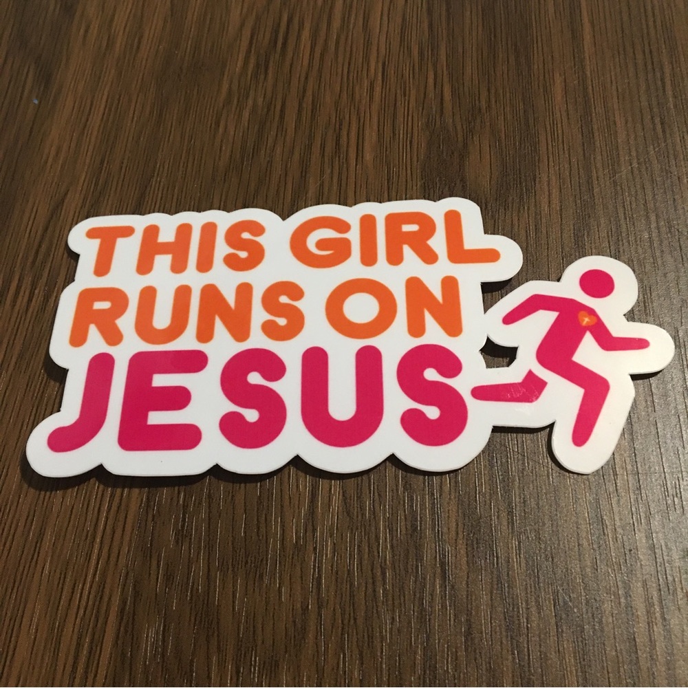 This girl runs on Jesus sticker